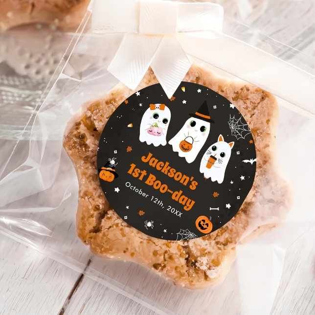 Adesivo Redondo Primeiro aniversario Fantasma Cute de Halloween Sp (Criador carregado)