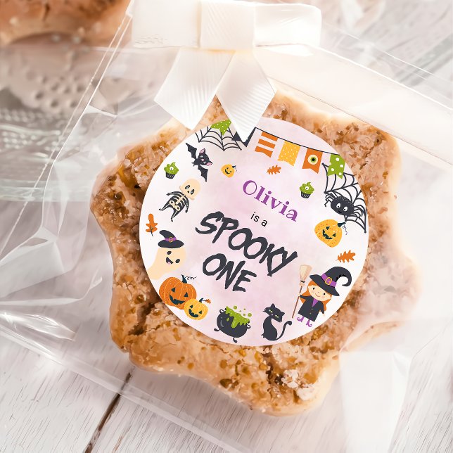 Adesivo Redondo Primeiro aniversario Fantasma de Feliz Dia das Bru (Criador carregado)