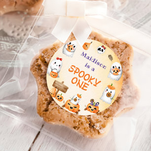 Adesivo Redondo Primeiro aniversario Fantasma de Feliz Dia das Bru