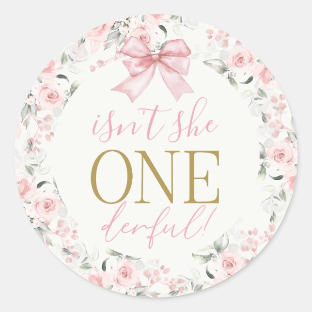 Adesivo Redondo primeiro aniversario Girl com arco (Frente)