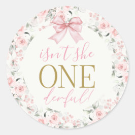 Adesivo Redondo primeiro aniversario Girl com arco