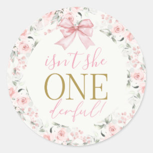 Adesivo Redondo primeiro aniversario Girl com arco