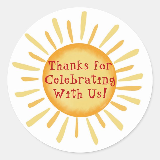 Adesivo Redondo Primeiro Aniversário no Sol ou Primeira Viagem (Frente)