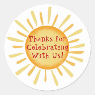 Adesivo Redondo Primeiro Aniversário no Sol ou Primeira Viagem