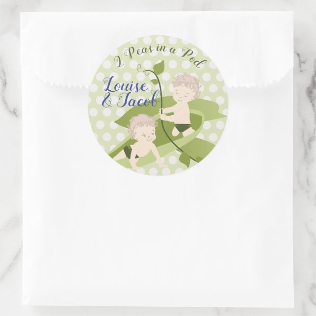 Adesivo Redondo Primeiro aniversario ou Chá de fraldas do Twins Ba (Bolsa)