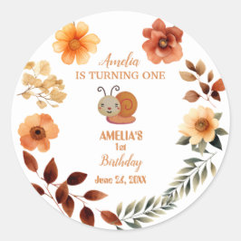 Adesivo Redondo Primeiro aniversario personalizado de flor silvest