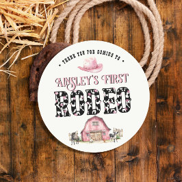 Adesivo Redondo Primeiro aniversario Personalizado Rosa Cor-de-Ros