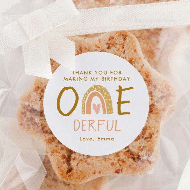 Adesivo Redondo Primeiro aniversario Rainbow Girl Obrigado (Criador carregado)