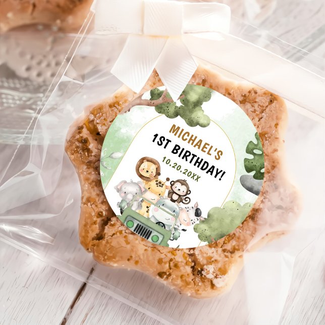 Adesivo Redondo Primeiro aniversario Selgle Safari (Criador carregado)