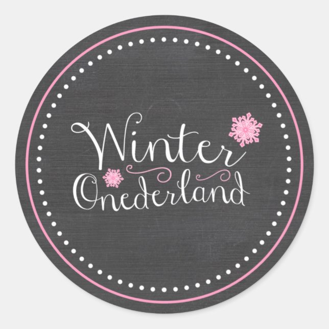 Adesivo Redondo Primeiro aniversario Whimsical Winter Onederland (Frente)