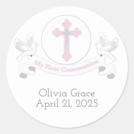 Adesivo Redondo Primeiro banner de comunidade com Doves