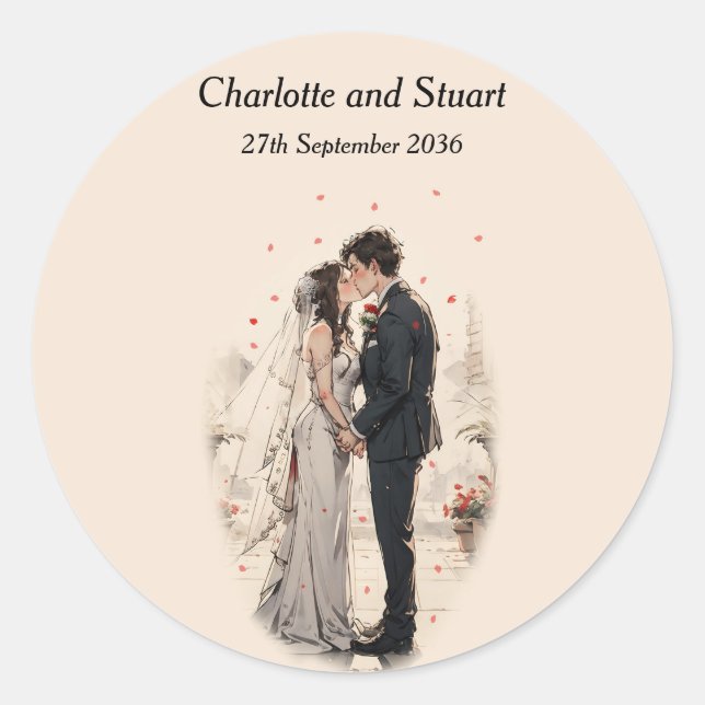 Adesivo Redondo Primeiro Beijo (Frente)