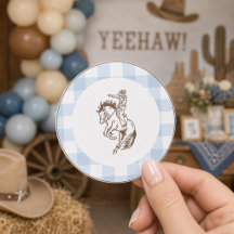 Primeiro Caubói Rodeio Azul Xadrez Préppy