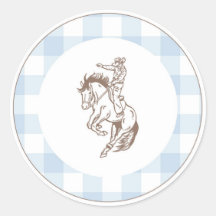 Primeiro Caubói Rodeio Azul Xadrez Préppy 