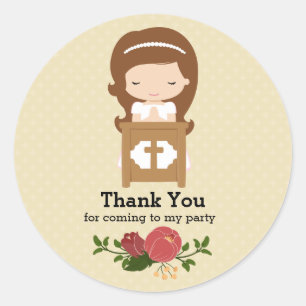 Adesivo Redondo Primeiro comunhão santamente * escolha a cor do