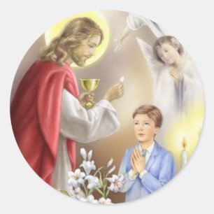 Adesivo Redondo Primeiro Convite à Comunidade para rapazes