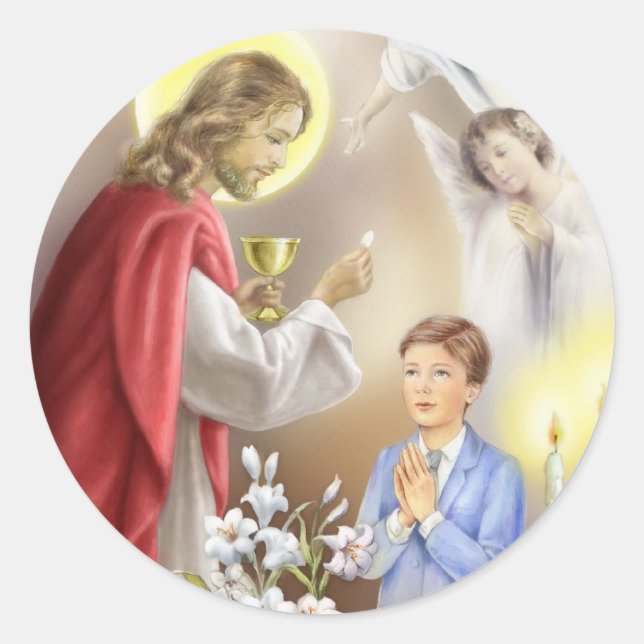 Adesivo Redondo Primeiro Convite à Comunidade para rapazes (Frente)