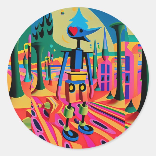 Adesivo Redondo Primeiro Dia da Escola de Surrealismo - Ken Gage A (Frente)