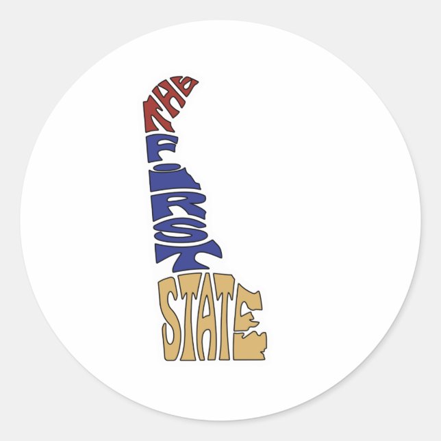 Adesivo Redondo Primeiro Estado - Delaware (Frente)