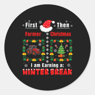 Adesivo Redondo Primeiro Fazendeiro E Xmas Ganhando Um Fundão De I