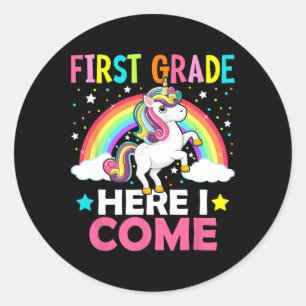 Adesivo Redondo Primeiro Grau Aqui Eu Vim Unicorn Voltar Para A Es