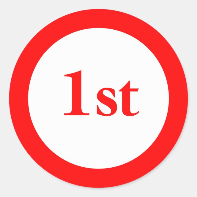 Adesivo Redondo Primeiro lugar Prêmio vermelho (Frente)