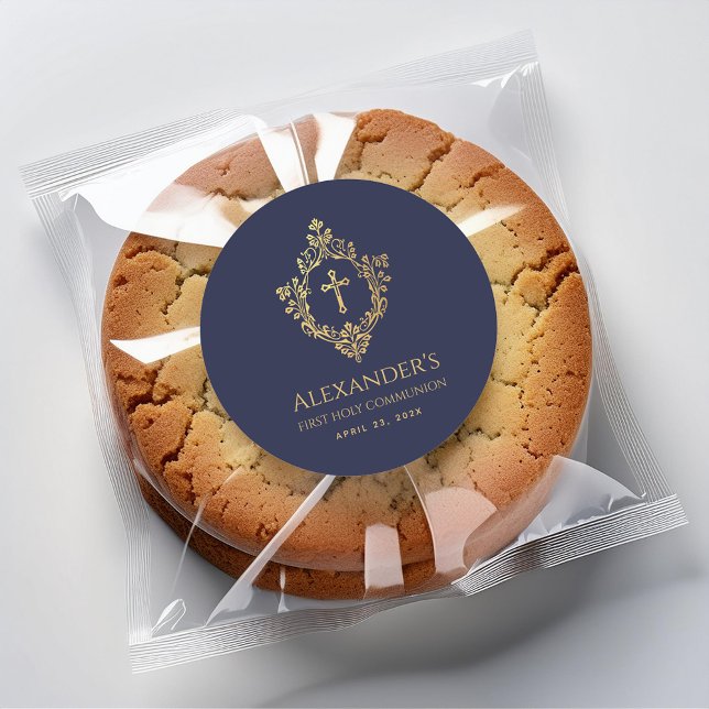 Adesivo Redondo Primeiro Marinho da Comunidade Blue Dourado Crest  (Criador carregado)