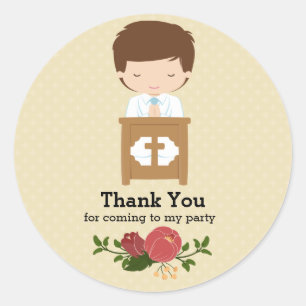 Adesivo Redondo Primeiro menino do comunhão santamente * escolha 