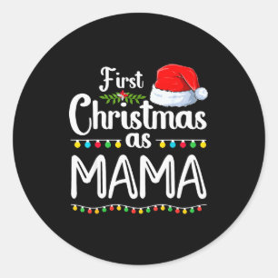 Adesivo Redondo Primeiro Natal como Mamãe Nova Mamãe 1º Natal Xma