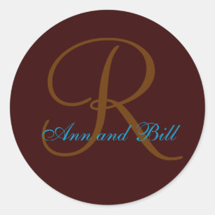 Adesivo Redondo Primeiro nome castanho e lacre e último selo inici