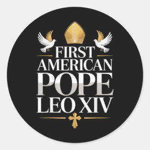 Adesivo Redondo Primeiro Papa Americano Leo Xiv Religiosos Católic