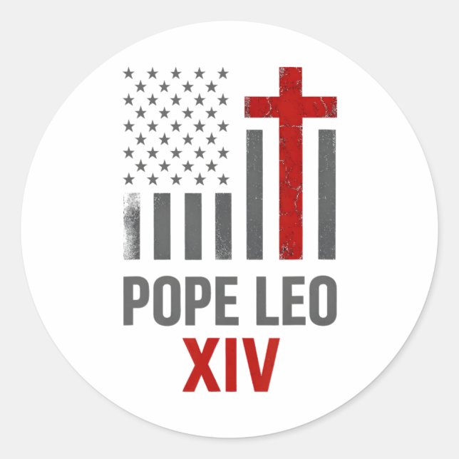 Adesivo Redondo Primeiro Papa Americano Leo Xiv Religiosos Católic (Frente)