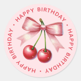 Adesivo Redondo Primeiro primeiro aniversario de Cherry Red Coquet