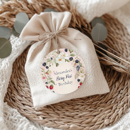 Adesivo Redondo Primeiro primeiro aniversario do Strawberry Berry