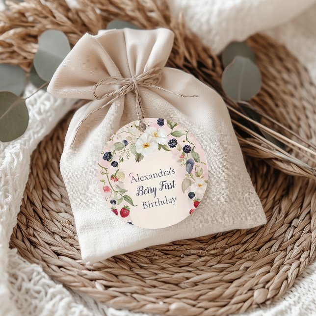 Adesivo Redondo Primeiro primeiro aniversario do Strawberry Berry (Criador carregado)