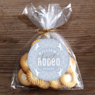 Adesivo Redondo Primeiro primeiro aniversario Rodeo - Azul Claro O