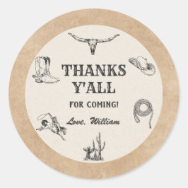 Adesivo Redondo Primeiro primeiro aniversario Rodeo Vintage Neutra