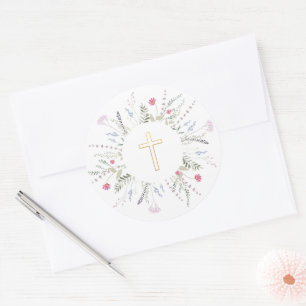 Adesivo Redondo Primeiro quadro de flores silvestres da Comunidade