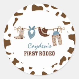 Adesivo Redondo Primeiro Rodeio Cowboy Western de 1º Aniversário