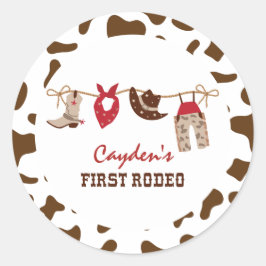 Adesivo Redondo Primeiro Rodeio Cowboy Western de 1º Aniversário