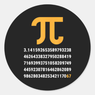 Adesivo Redondo Primeiros 100 Dígitos De Pi 67 Nerds Geeks Profess
