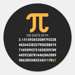 Adesivo Redondo Primeiros 100 Dígitos De Pi 67 Nerds Geeks Profess