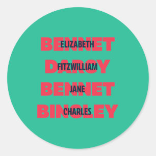 Adesivo Redondo Primeiros e Sobrenomes dos Caracteres de Orgulho e