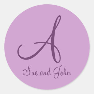 Adesivo Redondo Primeiros Nomes e Última Mauve Inicial A