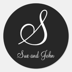 Adesivo Redondo Primeiros nomes e último monograma branco inicial