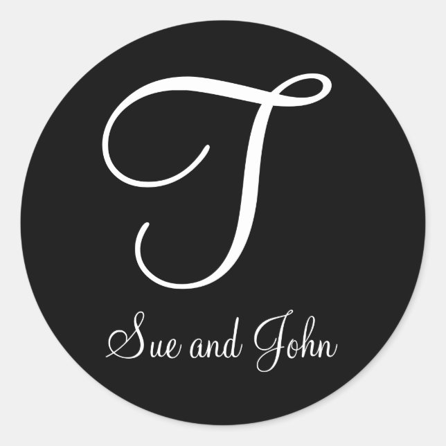 Adesivo Redondo Primeiros Nomes e Último Monograma Branco Inicial (Frente)