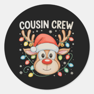 Adesivo Redondo Primo Crew Reindeer Natal Feriado das Luzes de Nat
