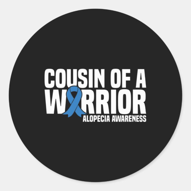 Adesivo Redondo Primo de um guerreiro Alopécia Azul (Frente)