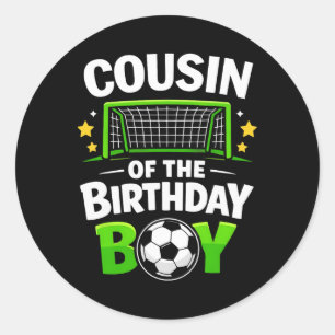 Adesivo Redondo Primo do menino do futebol de aniversário Ll