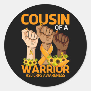 Adesivo Redondo Primo-Mão De Um Guerreiro RSD Sensibilização CRPS 
